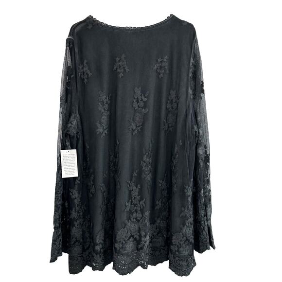 Soft Surroundings Violetta Lace Top Women 3x Gray Long Bell Sleeve Boho - Picture 2 of 8